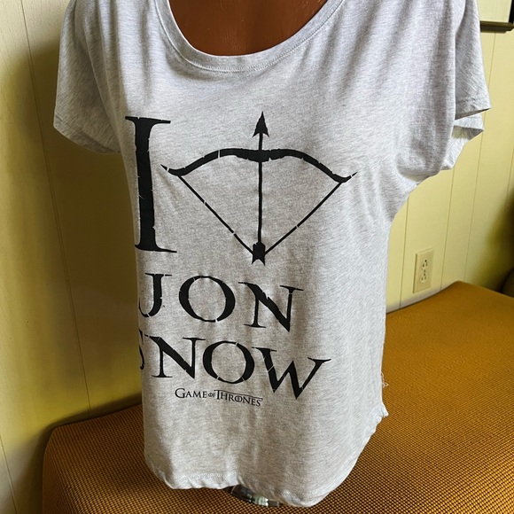 Game of Thrones I heart Jon Snow womens t-shirt L super nice!  Drop sleeve - Picture 6 of 6